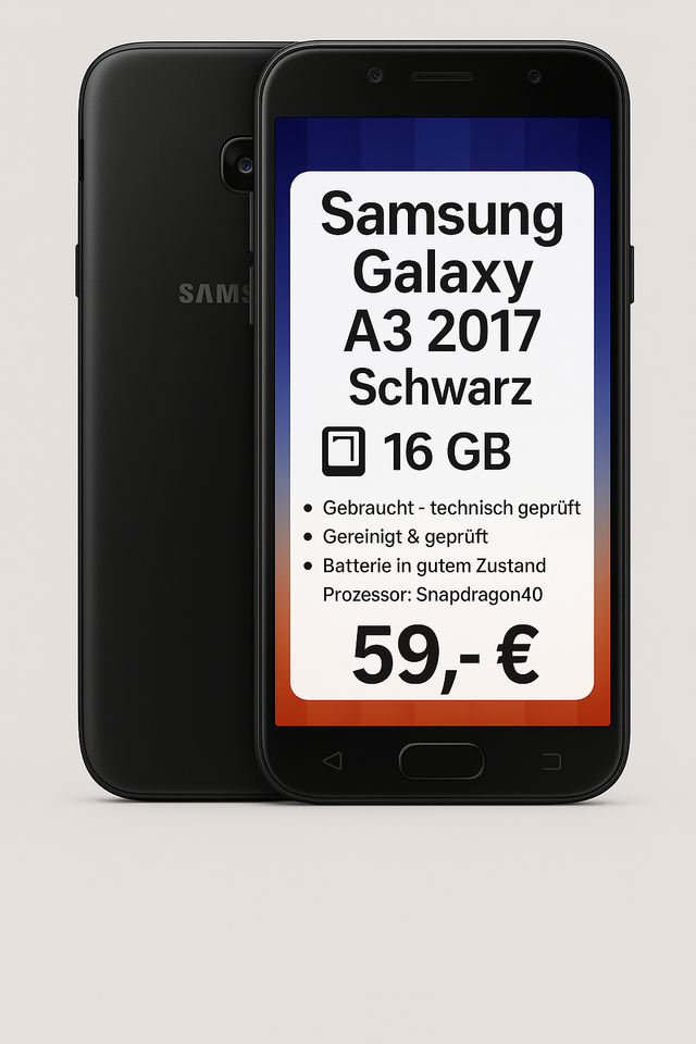 Samsung Galaxy A3 2017 – 16 GB Schwarz