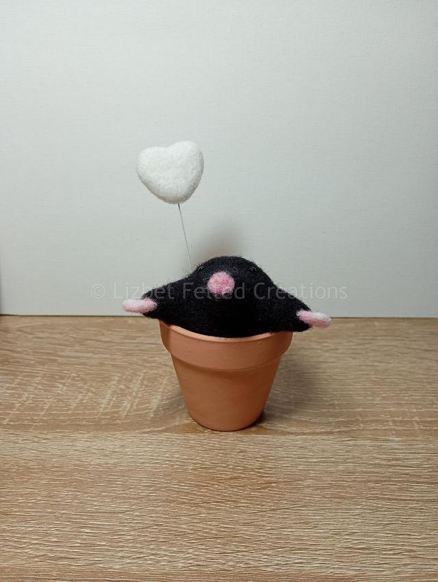Mole decoration, felted mole decoration   