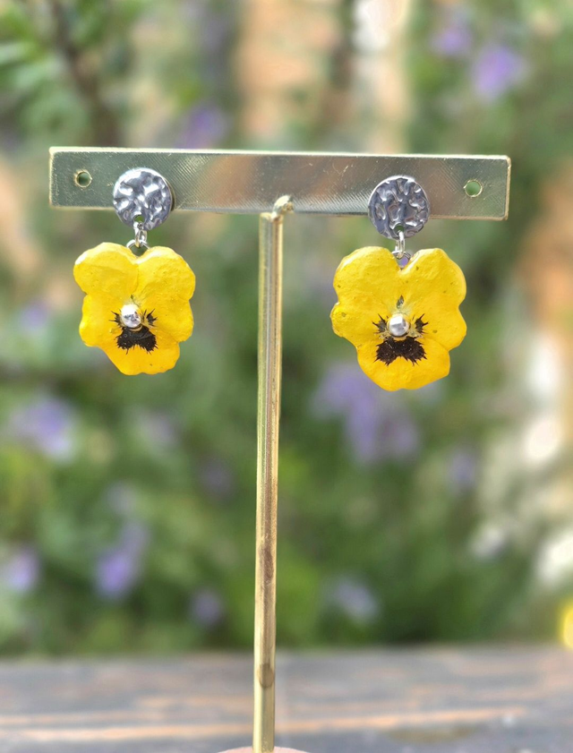 Pensée boucles d'oreilles