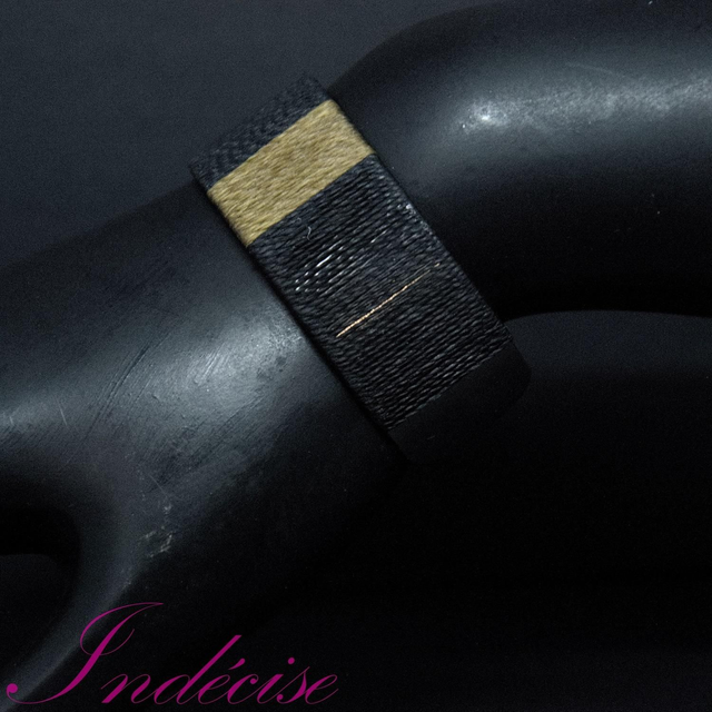 Bracelet en acier avec fil marron et or