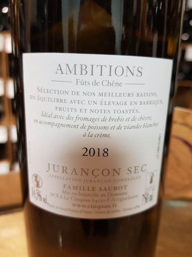 Ambitions 2018 - Blanc Sec Tranquille - Domaine du Cinquau (Pierre Saubot)