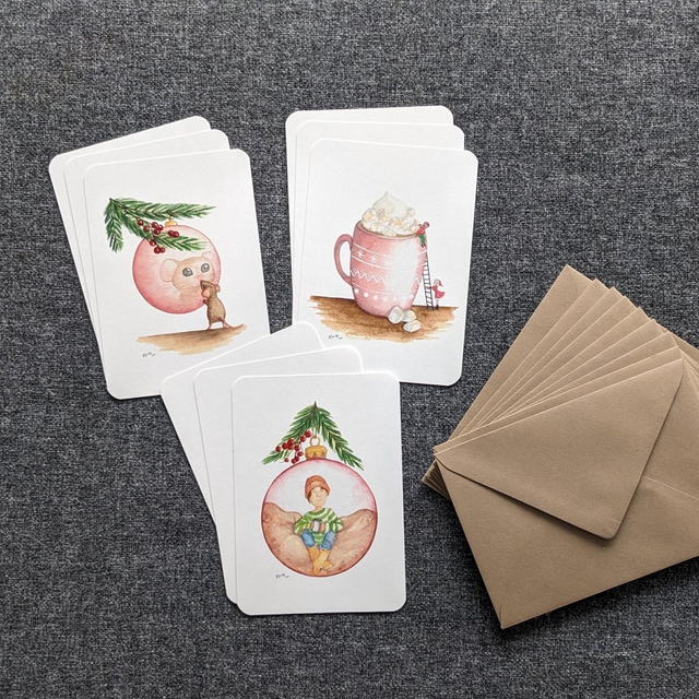 Set van 9 kerstkaarten (2024)