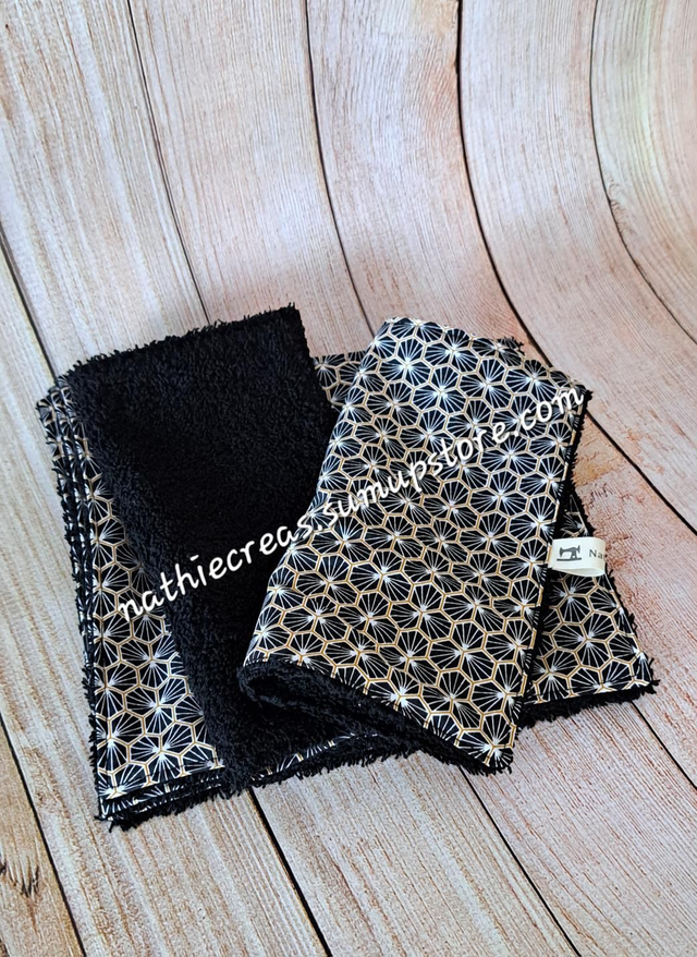 Essuie tout lavable en feuilles riad noir