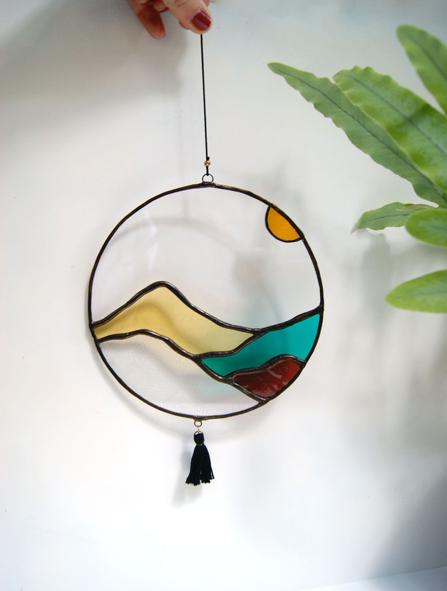 Suspension Montagne ● Petit modèle ● Bleu, jaune, rubis 