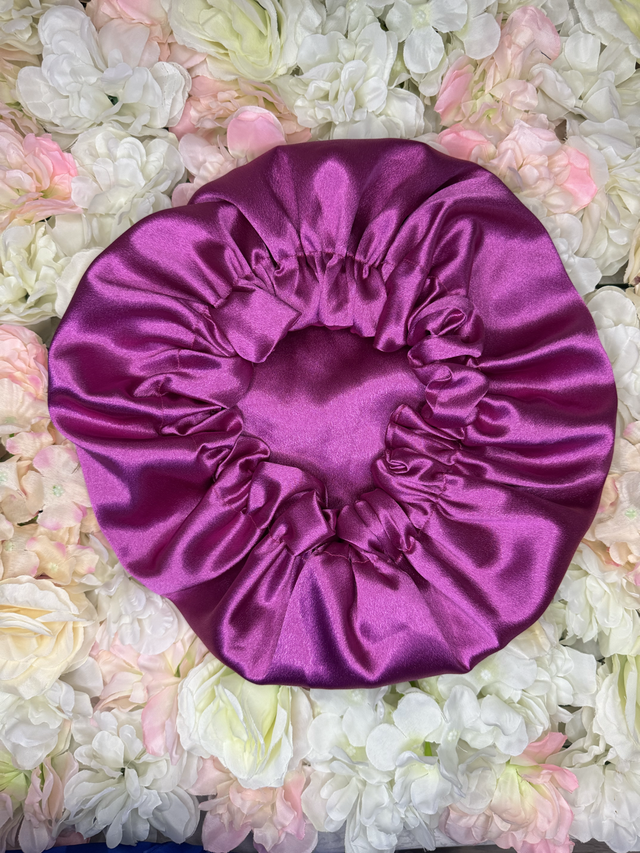 Bonnet Satin Réversible – Fuschia – Fait main