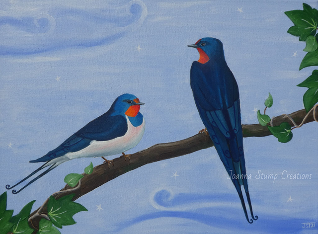 Lovely Original Fine Art Painting, from my "Busy Lives" collection, "Stop for a Chat" 