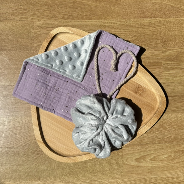 Duo débarbouillette et fleur de douche minky gris