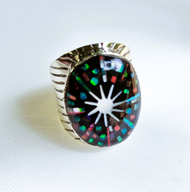 Bague Galaxy SUNNY BLACK argent massif et pierres naturelles 