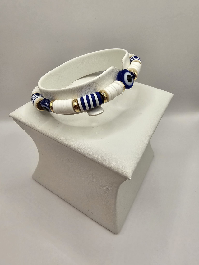 Heishi Clay Bead 'Evil Eye' Bracelet.