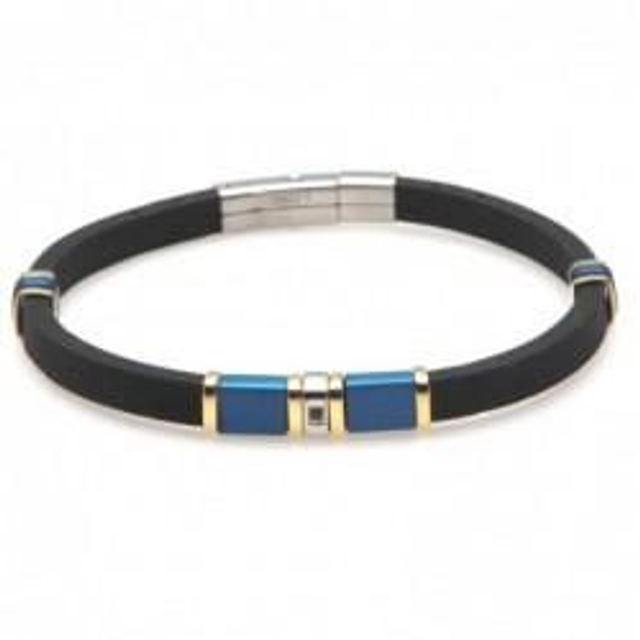 Bracciale uomo in caucciù con inserto in acciaio 