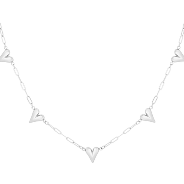 Ketting heart unfolded zilver