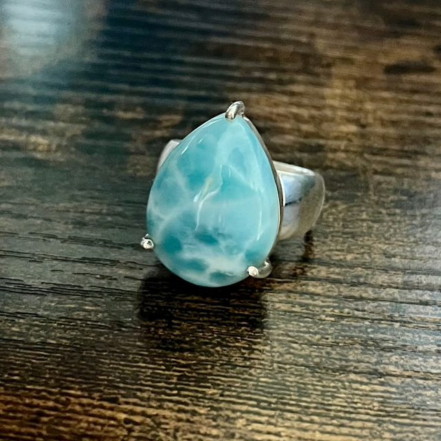 Bague en argent et Larimar - Taille 55 