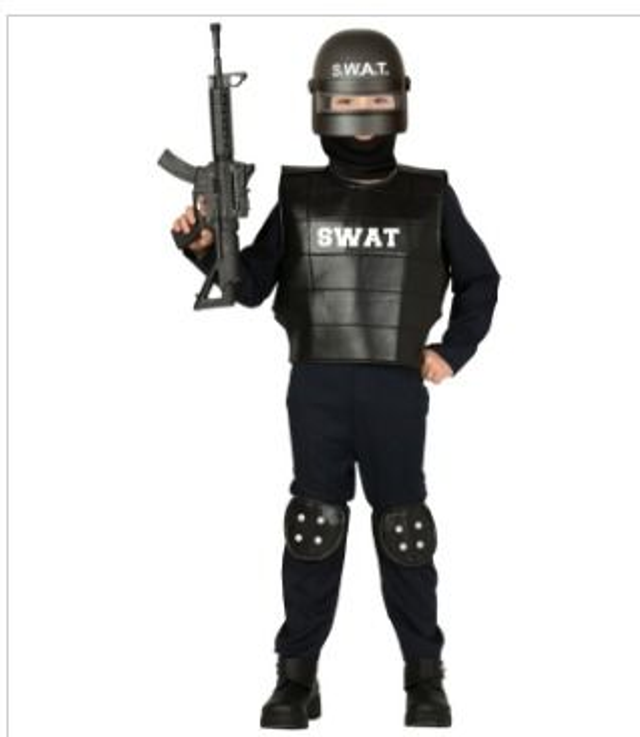 CARNEVALE , COSTUME POLIZIA SWAT  5/6 ANNI