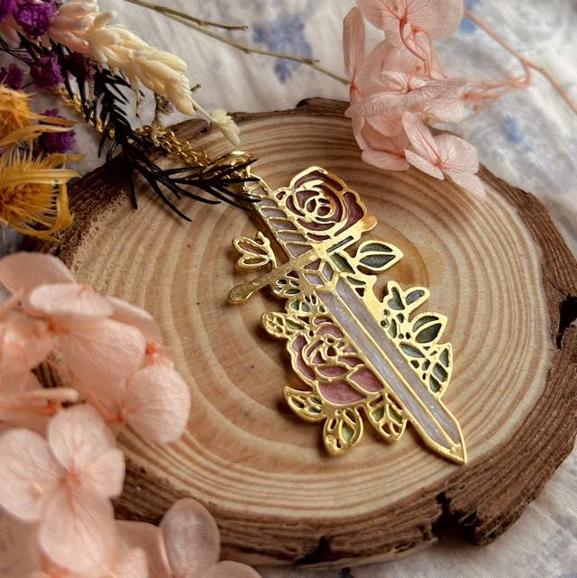Sword and Rose Necklace Gold - Valentine’s Day Collection