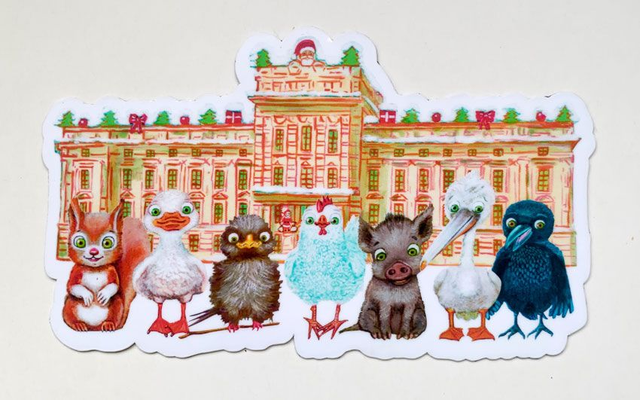 Die-Cut-Sticker "Schloss Ludwigslust mit Familie Böhm"