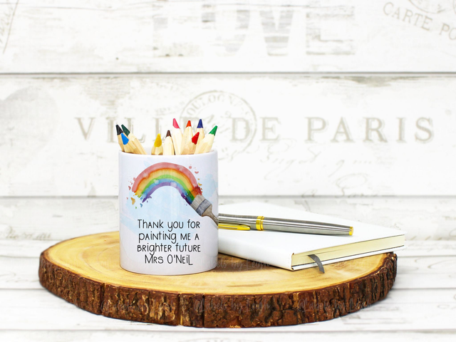 Personalised Paint Rainbow Design Pencil pot
