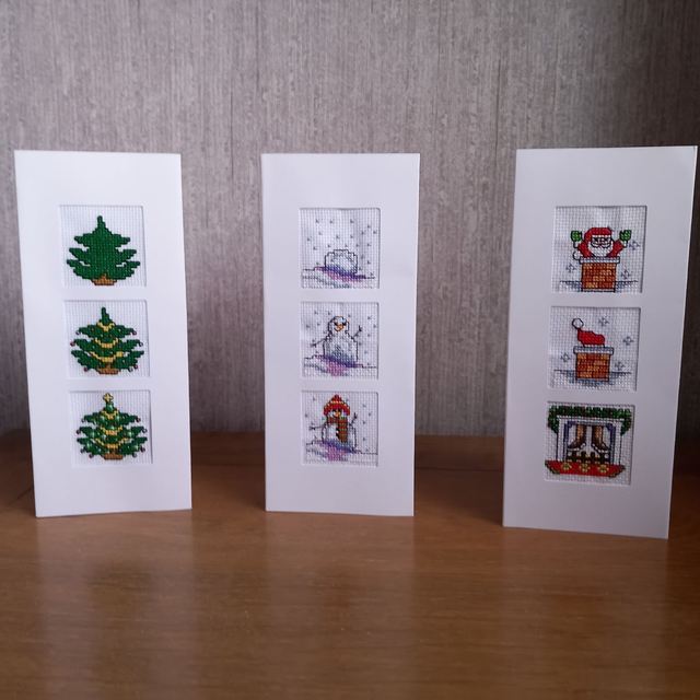 Trimming the Tree Cross Stitch Card (Card 1)