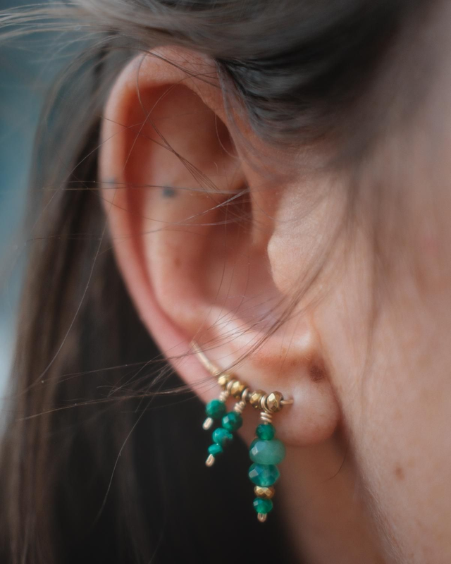 Climber en Aventurines, Agates Vertes & Or Laminé 14k