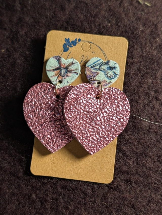 Boucles d'oreilles Louise fleurie rose lo063