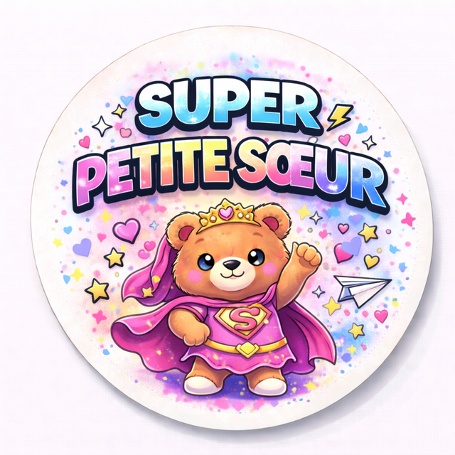 Badge super petite sœur 