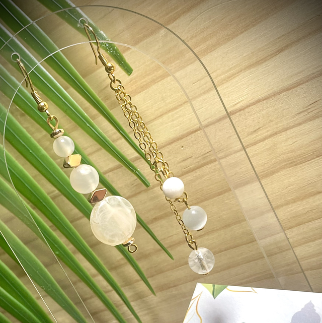 Boucles FARO Pierre de Lune et Cristal de Roche