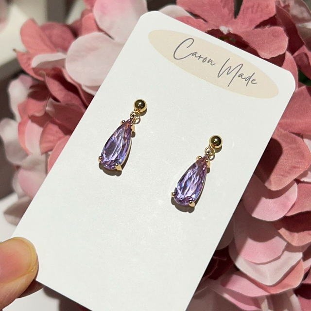 Lilac Teardrop Drop Earrings