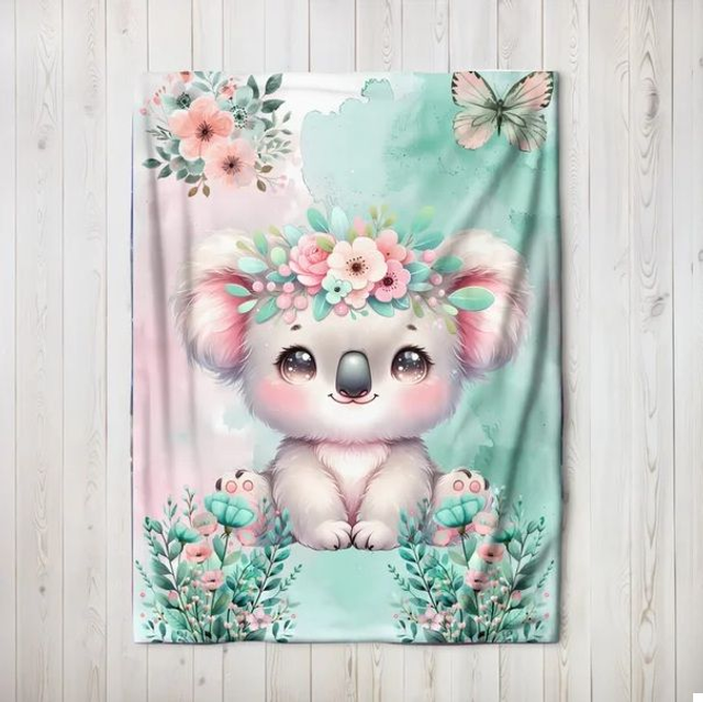 Couverture personnalisé Koala fleurie
