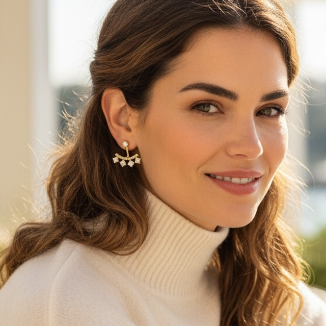 Boucle ear jacket strass 