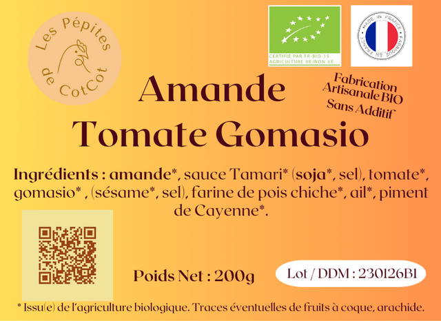 Amandes Tomate Gomasio Bio à partir de