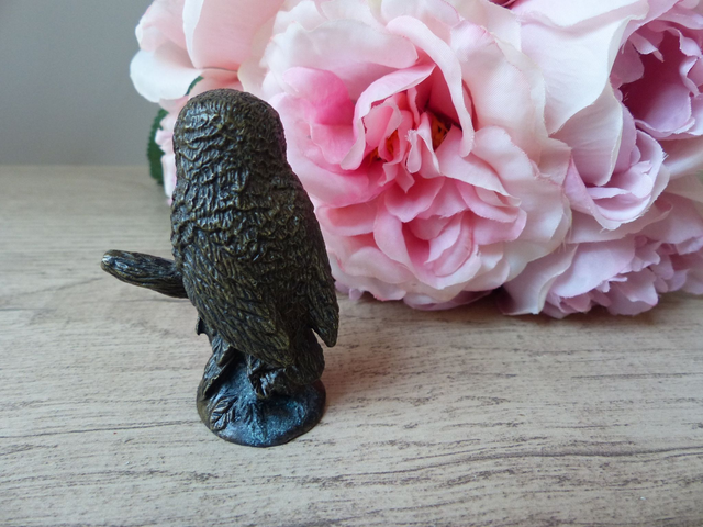 Ancien et rare chouette miniature en laiton The Franklin Mint 1988, chouette sur une branche collection bibelot oiseau objet de vitrine