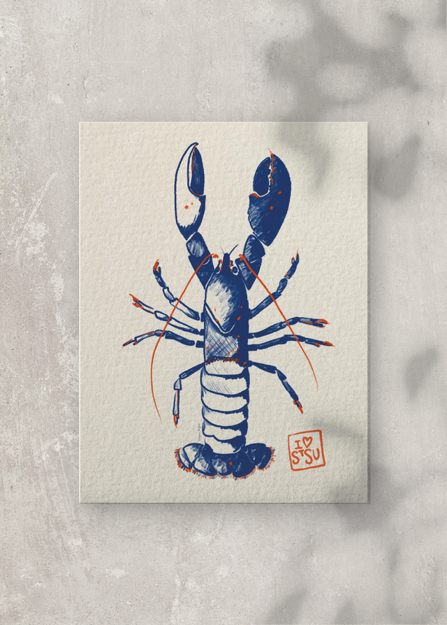 Affiche homard pastel blanc / White pastel lobster poster
