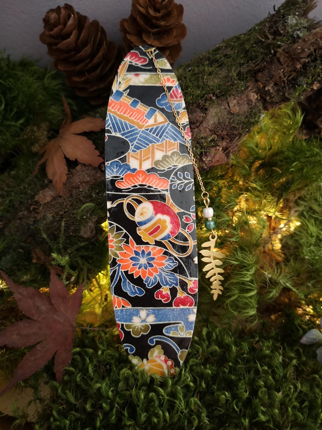 Marque-pages - japonais - papier washi - fleurs - perle - feuille - La&Titia