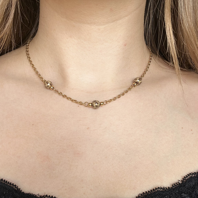 Collier Perla - motif léopard doré
