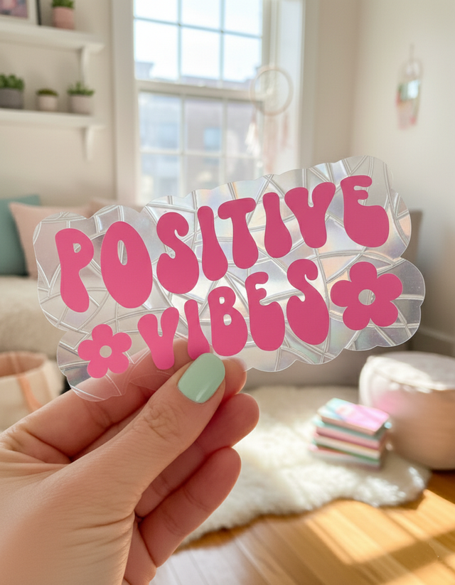 Attrape soleil sticker de fenêtre Positive vibes 