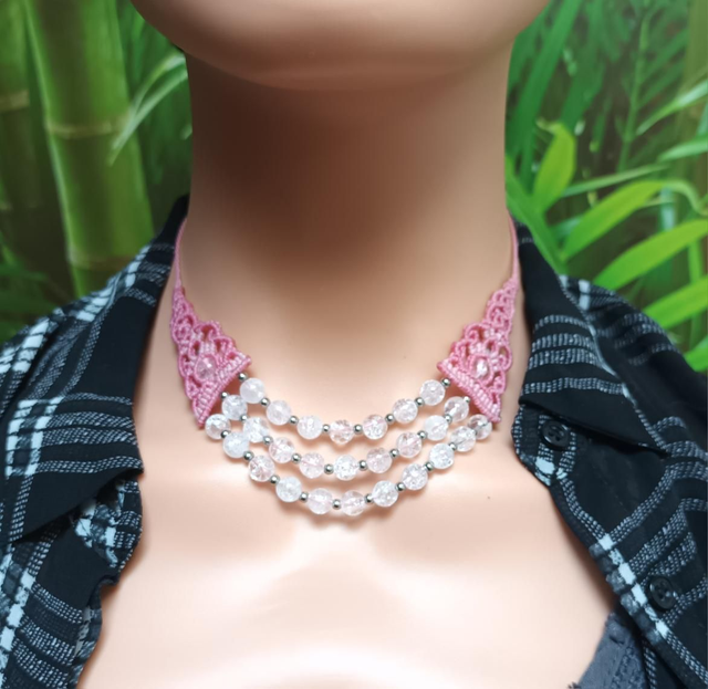 Collier en Cristal de Roche Craquelé