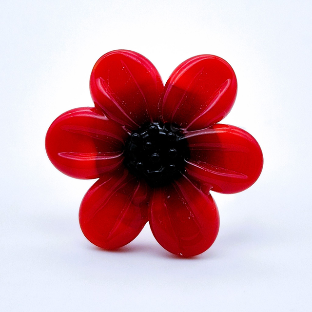 Bague Fleur rouge