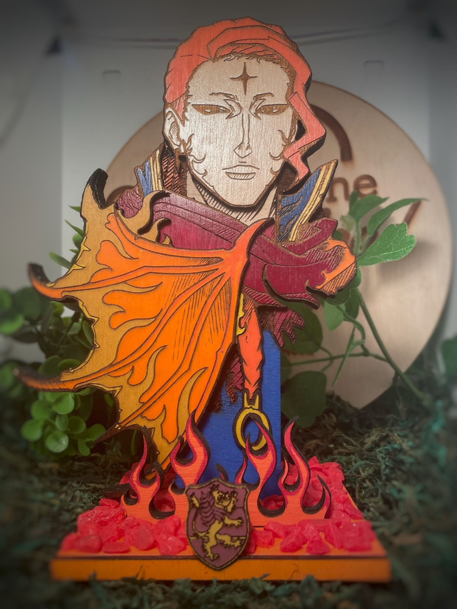 Figurine black clover, Fugoleon Vermillion en bois.