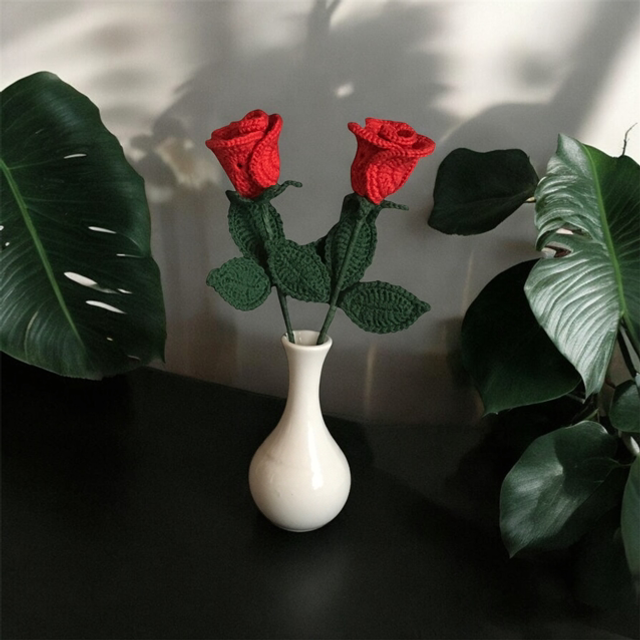 Handcrafted Crochet Rose stems