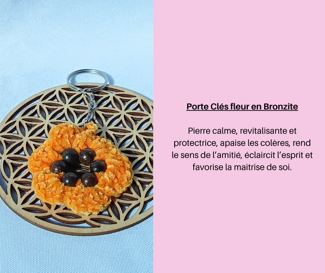 31- Porte Clés fleur en Bronzite