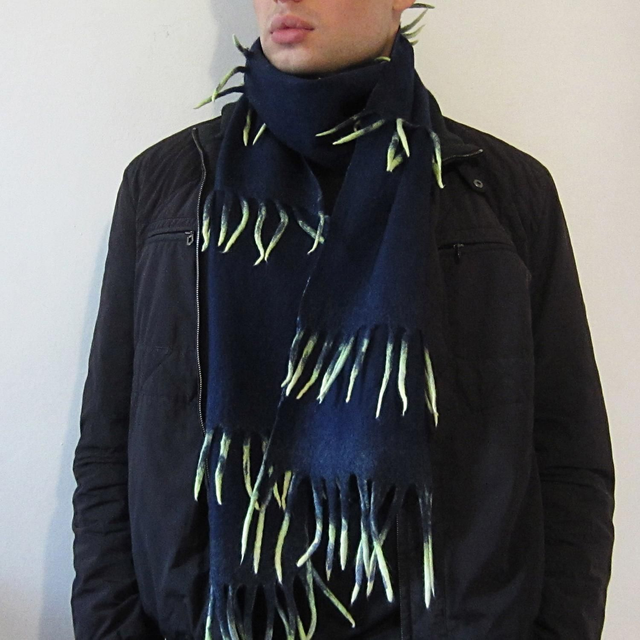 Sciarpa da uomo infeltrita calda di lana merino e seta