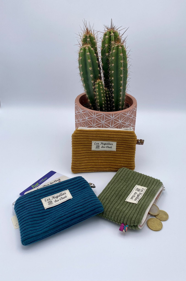 Porte monnaie en velour côtelé