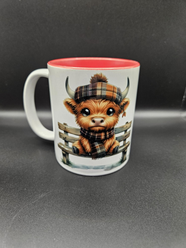 Mug vache highland hiver intérieur rouge 