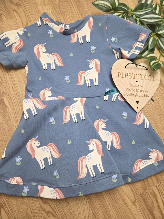 Skater Dress Blue SPARKLY Unicorn