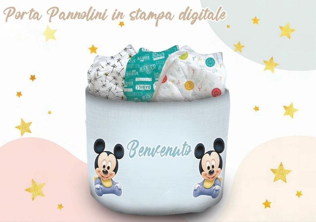 Porta pannolini in stampa digitale Minnie e topolino 