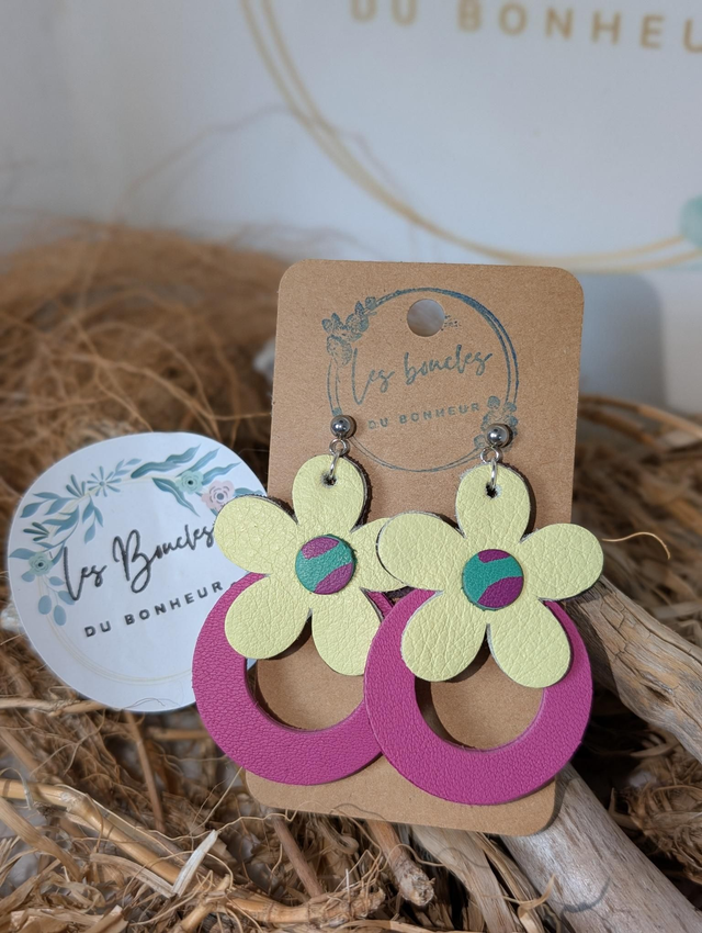 Boucles d'oreilles Baby Marguerite jaune pâle bm018