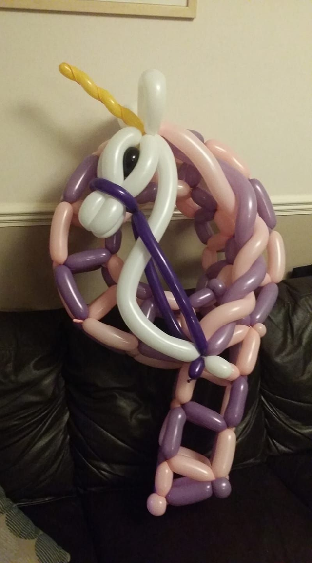 Number Nine (9th) Unicorn Balloon Sculpture - Pink &amp; Purple