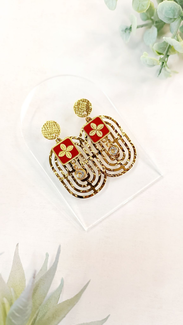 GLORIA - Rouge Dusty - Boucles d'oreilles