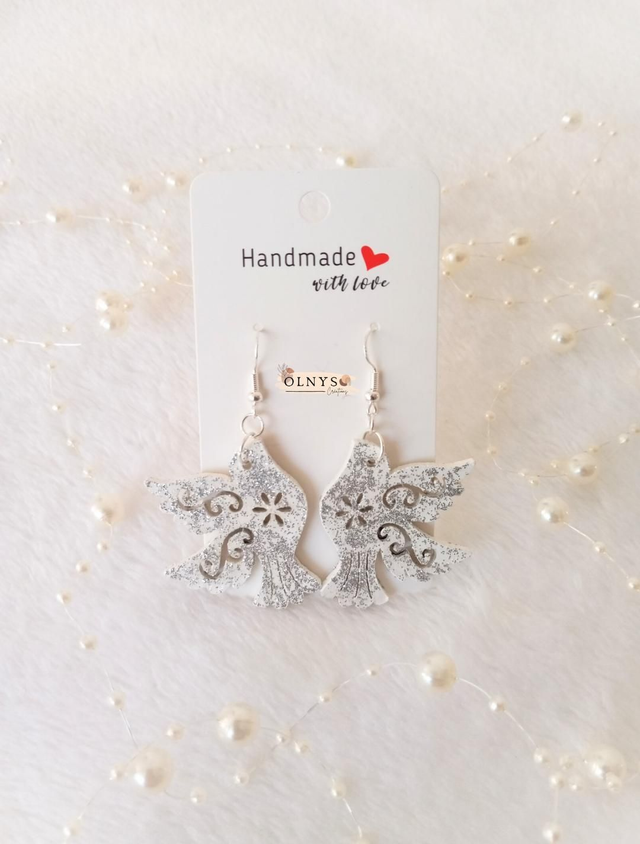 Boucles d&#039;oreilles Oiseaux en bois