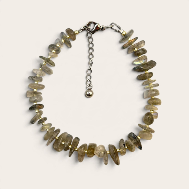 Bracelet SEASALT – Perles gris bleuté &amp; acier inoxydable