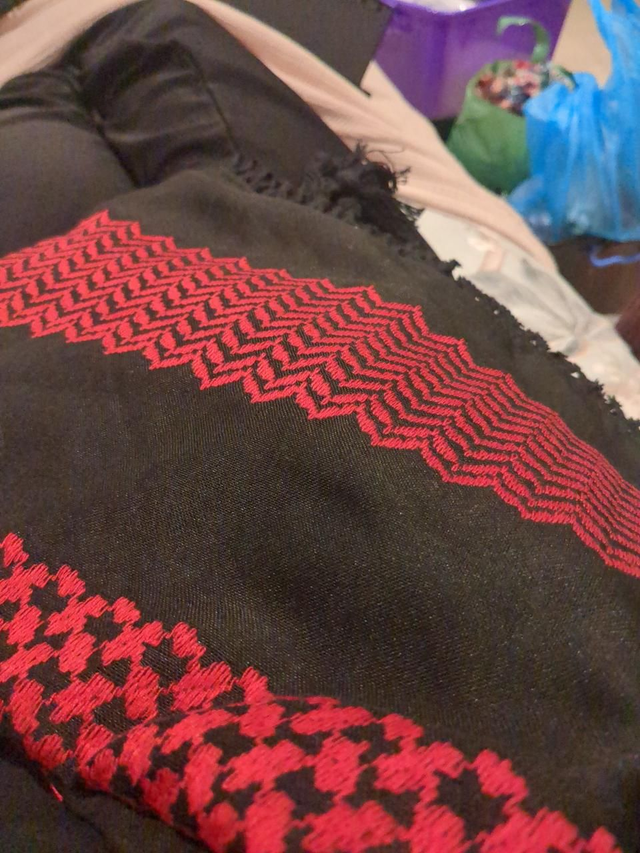 Red on Black Keffiyeh 